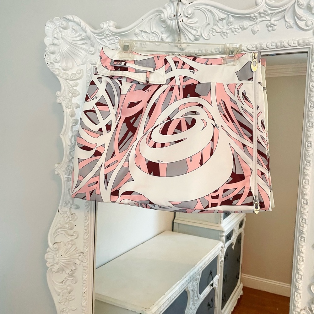 EMILIO PUCCI Colorful Pink LOGO Dress Mini Skirt RARE Style